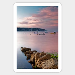 Looking across Swanage Bay, Dorset Sticker